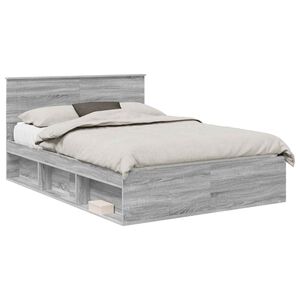 vidaXL Bedframe met hoofdeinde Grijs Sonoma 140 x 190 cm Bewerkt hout