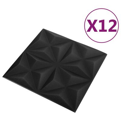 vidaXL 12 st Wandpanelen 3D origami 3 m² 50x50 cm zwart