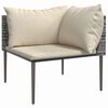 vidaXL Tuinhoekbank met kussens poly rattan grijs