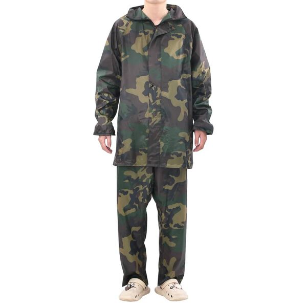 Regenpak 2-delig met capuchon (heren / camouflage / maat XL)