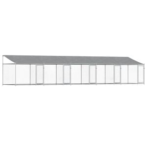 vidaXL Hondenhok met dak en deuren 10x2x2 m gegalvaniseerd staal grijs