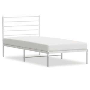 vidaXL Bedframe met hoofdbord metaal wit 107x203 cm