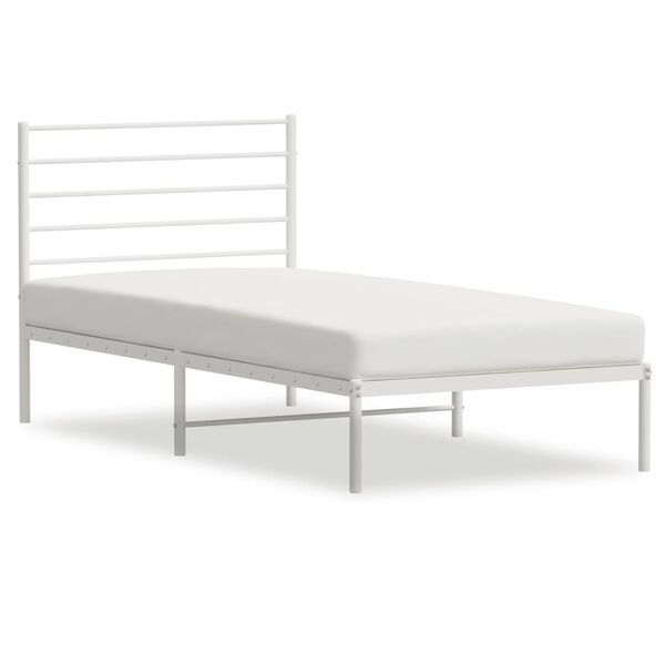 vidaXL Bedframe met hoofdbord metaal wit 107x203 cm