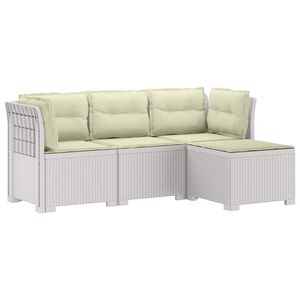 vidaXL 4-Persoons Tuinbank met Kussens Rieten Look PP Wit