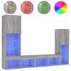 vidaXL 4-delige Tv-wandmeubelset met LED bewerkt hout grijs sonoma