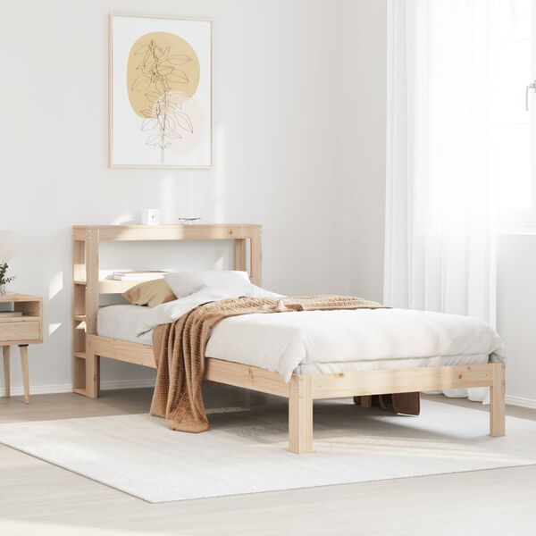 vidaXL Bedframe met hoofdbord massief grenenhout 75x190 cm