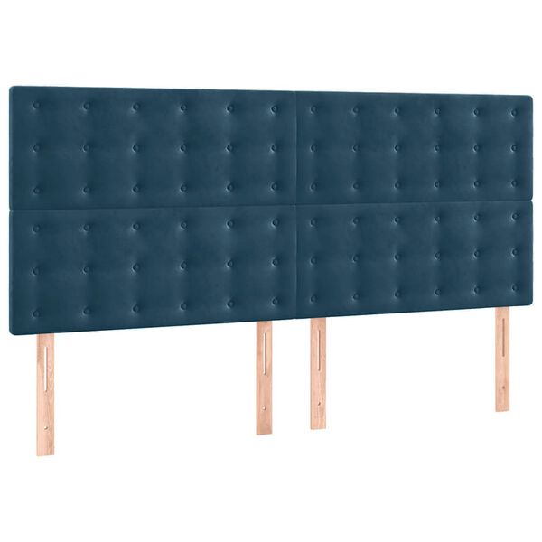 vidaXL Hoofdbord donkerblauw 200x5x118/128 cm fluweel
