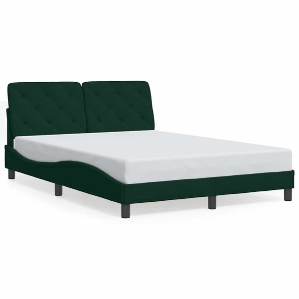 vidaXL Bedframe zonder matras 140x190 cm fluweel donkergroen