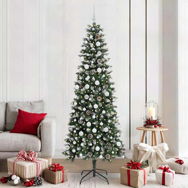 vidaXL Kunstkerstboom met 300 LED Groen 210 cm PVC en Plastic en Staal