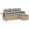 vidaXL 4-delige Loungeset met kussens poly rattan gemengd beige