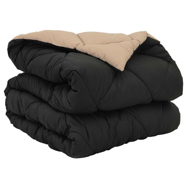 vidaXL Vol jaar dekbed Zwart en Taupe 220 x 140 cm Microfiber