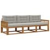 vidaXL Buiten bankenset met kussen 3 pcs Natuurlijk en Lichtgrijs