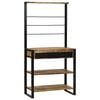 vidaXL Keukenrek Bruin en zwart 80 x 40 x 160 cm Massief Mango Hout