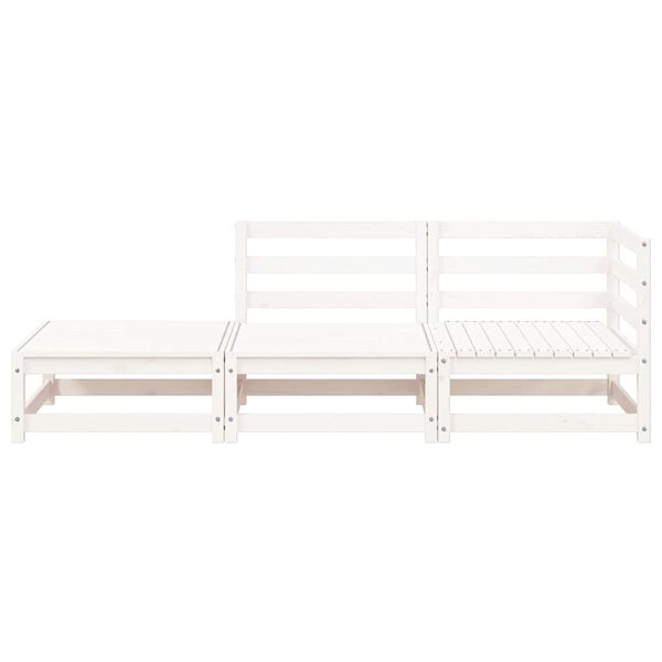 vidaXL Tuinbank 2-zits met voetenbank massief grenenhout wit