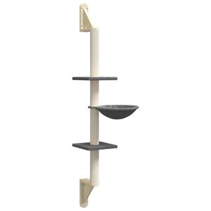 vidaXL Kattenmeubel wandgemonteerd met krabpaal 142,5 cm donkergrijs