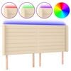vidaXL Hoofdbord LED 203x16x118/128 cm stof cr&egrave;mekleurig