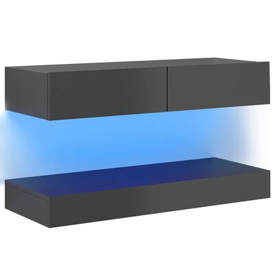 vidaXL Tv-meubel met LED-verlichting 90x35 cm hoogglans grijs