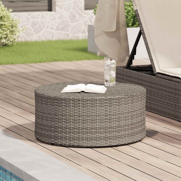 vidaXL Buiten Koffietafel Grijs &Oslash; 68 x 30 cm poly rattan