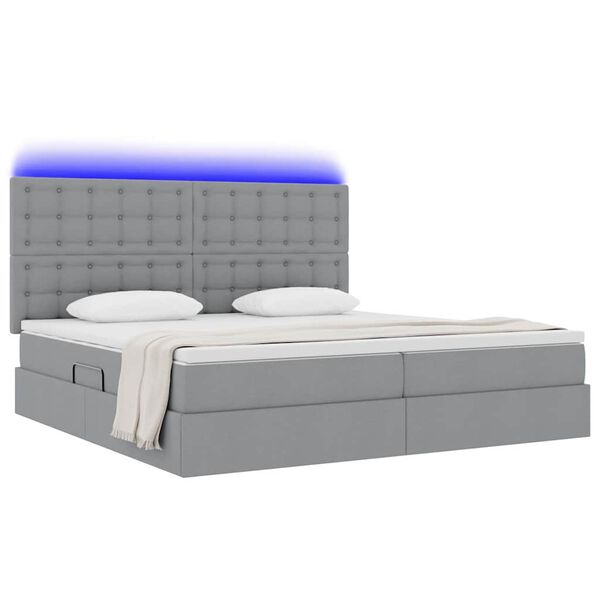 vidaXL Opbergbed met LED met matras Lichtgrijs 200 x 200 cm Polyester