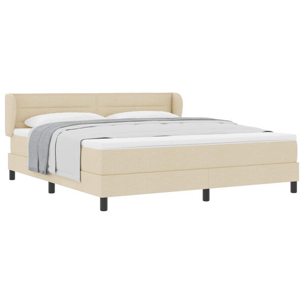 vidaXL Boxspringbed met matras met hoofdeinde Cr&egrave;me 180 x 200 cm Stof