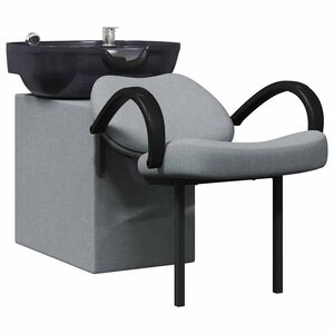 vidaXL Shampoo Stoel Lichtgrijs en zwart 136 x 60 x 92 cm Stof