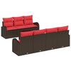 vidaXL Tuin Sofa Set met opslag 8 pcs Beige en Rood poly rattan