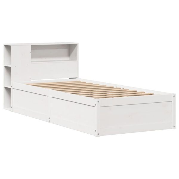 vidaXL Bedframe zonder matras massief grenenhout wit 75x190 cm
