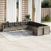 vidaXL 10-delige Loungeset met kussens poly rattan grijs