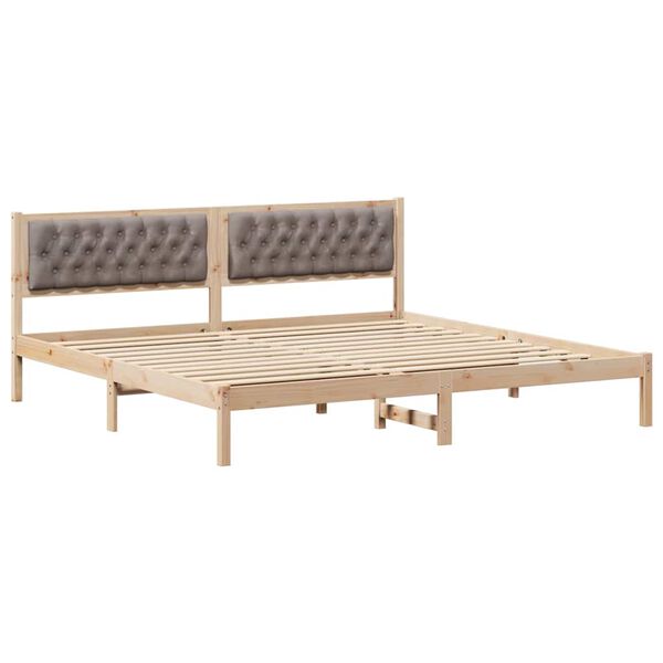 vidaXL Bedframe met hoofdeinde Taupe 200 x 200 cm Massief grenenhout