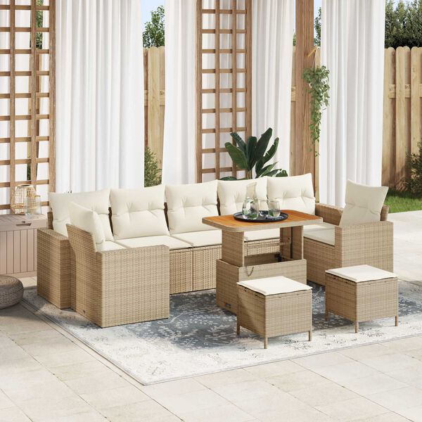 vidaXL Tuin Sofa Set 10 pcs Beige poly rattan