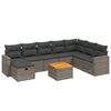 vidaXL 9-delige Loungeset met kussens poly rattan grijs