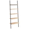 vidaXL Ladderrek met 5 schappen 64x34x185,5 cm lichtbruin en zwart