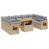 vidaXL 11-delige Tuinset met kussens poly rattan beige