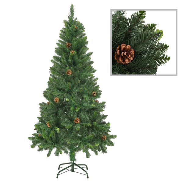 vidaXL Kunstkerstboom met verlichting en dennenappels 150 cm groen