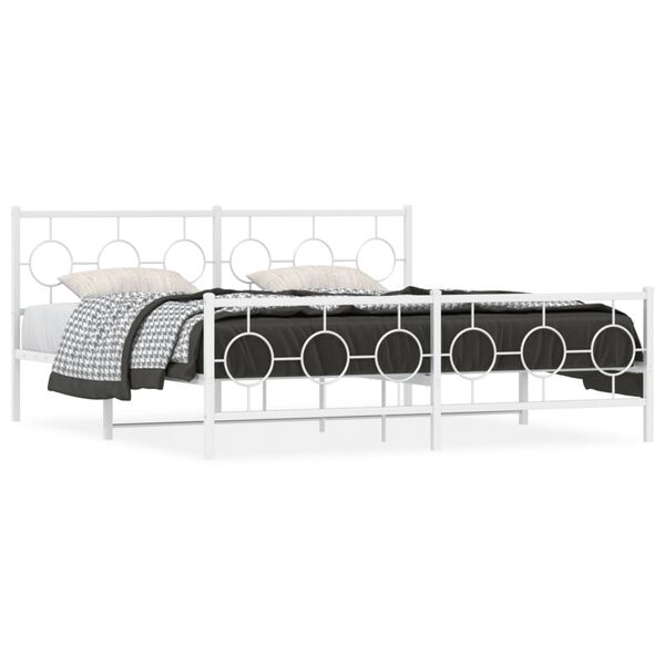 vidaXL Bedframe met hoofd- en voeteneinde metaal wit 180x200 cm