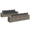 vidaXL 9-delige Loungeset met kussens poly rattan grijs