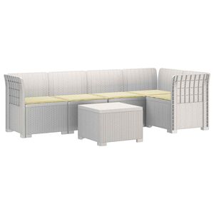 vidaXL 5-Zits Tuin Sofa met Kussens Rattan Look PP Wit