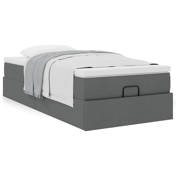 vidaXL Ottoman bed met matras 80x200cm stof donkergrijs