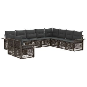 vidaXL Tuinbankenset 10 pcs Grijs poly rattan
