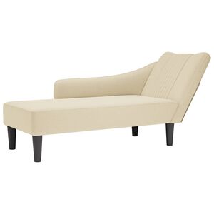 vidaXL Chaise longue met rechterarmleuning stof crèmekleurig