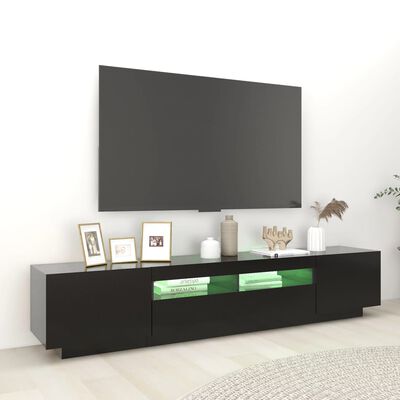 vidaXL Tv-meubel met LED-verlichting 200x35x40 cm zwart vidaXL.nl