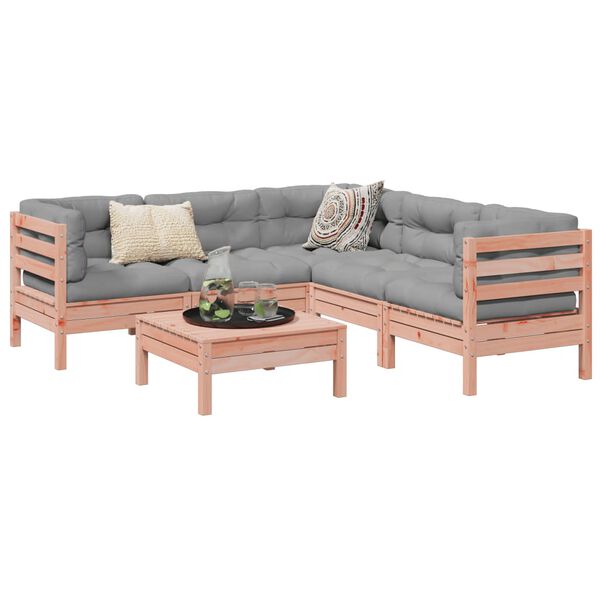 vidaXL 6-delige Loungeset met kussens massief douglas vurenhout