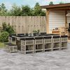 vidaXL 15-delige Tuinset met kussens poly rattan lichtgrijs