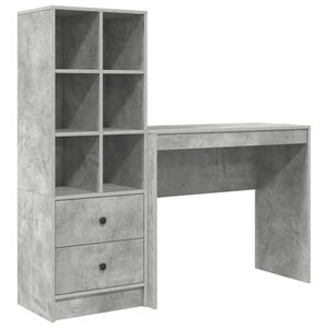 vidaXL Bureau met lade met plank met opslag 2 pcs Beton Grijs