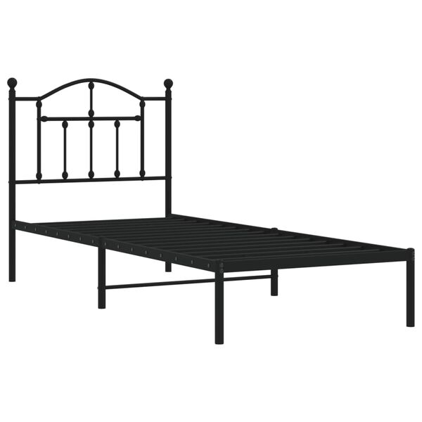 vidaXL Bedframe met hoofdbord metaal zwart 90x190 cm