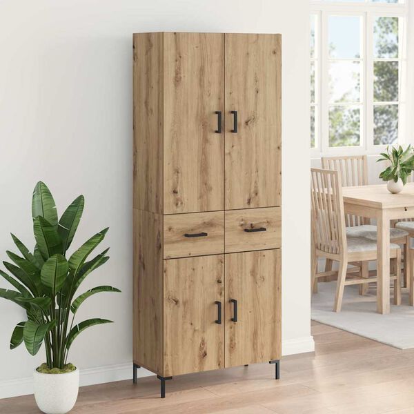 vidaXL Highboard Artisan Eiken 69,5 x 34 x 180 cm Bewerkt hout