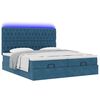 vidaXL Bed poef met matrassen en leds 200x200 cm fluweel donkerblauw