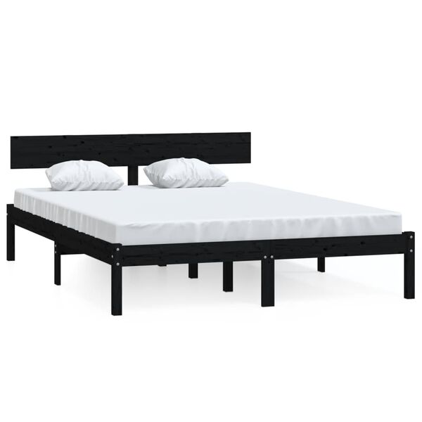vidaXL Bedframe massief grenenhout zwart 120x200 cm