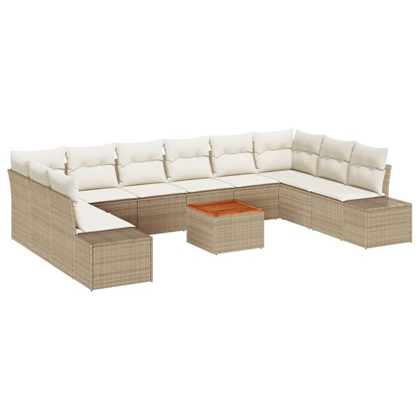 vidaXL Tuin Sofa Set 11 pcs Beige en wit