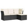 vidaXL 4-delige Loungeset met kussens poly rattan zwart